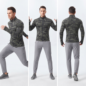 Men Fitness Stand Collar <b>Jacket</b> <b>Camo</b> Printed Yoga Wear Slim Fit <b>Jackets</b> Men Spandex Polyester Gym Workout Full Zipper Top - Product Image 5