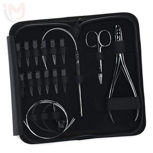 Kit d'outils professionnels pour extensions de cheveux, pince à micro-anneaux, aiguille courbée, outil à boucle, acier inoxydable, kit de salon durable - Product Image 1