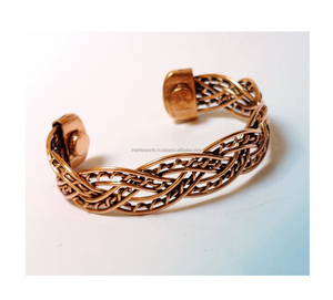 Bracelet en cuivre vintage de luxe réglable pour femmes avec aimants thérapeutiques pour soulager la douleur et le bien-être - Product Image 3