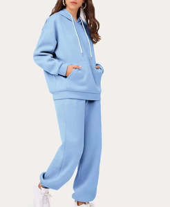 Conjunto Deportivo Casual de Dos Piezas para Mujer, Talla Grande, 100% Algodón, con Bordado Frontal, Lavado, Estilo Regular - Product Image 2