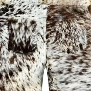 Luxury Custom Oversized Hair on Cow Print hair on High Waisted Cowhide Baggy Summer Bermuda Man <b>Trousers</b> <b>Leather</b> Short <b>Men</b> - Product Image 5