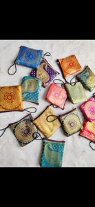 Elegant Brocade Potli <b>Pouch</b> Set for Women Handmade Ethnic Coin Purse Banarasi Silk Zipper Colorful Jacquard <b>Mini</b> <b>Pouches</b> - Product Image 2