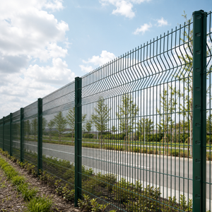 Malla de Alambre Soldada Verde para Cercas de Seguridad con Paneles Curvos Superiores, Postes Metálicos para Cercas de Jardín y Bordes de Carreteras, Mobiliario - Product Image 1