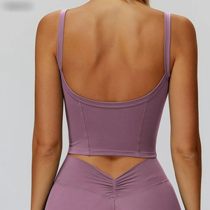 Top de Yoga para Mujer de Primera Calidad, Nuevo, Personalizado, al por Mayor, Top Corto Acanalado, Top Corto sin Mangas para Gimnasio, Correr y Entrenamiento - Product Image 5