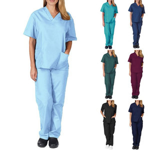 Ensemble de Blouse et Pantalon Médical pour Femme, Col en V, Manches Courtes, Uniforme d'Infirmière Doux et Respirant, Tenue Chirurgicale d'Hôpital, Vêtements pour Clinique Dentaire - Product Image 1