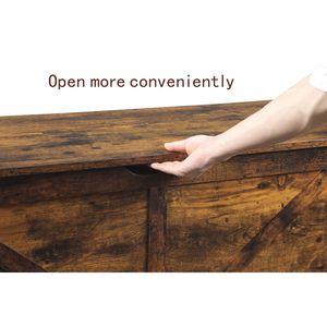Banco de Almacenamiento Rústico Marrón Retro con 2 Bisagras, Fácil de Montar, para Recámara o Entrada - Product Image 4