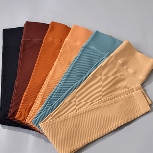 Solid Women Gym Yoga Set Strappy <b>Bra</b> High Waist Seamless Leggings Fitness Workout Activewear 2 Piece Custom Logo OEM - Product Image 5