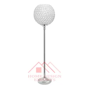 Tall Crystal Globe Votive Candle Holder for Wedding Decorations Wholesale Lowest Price Metal Tall Candle Holder Crystal Votive