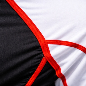 Men Long Sleeve Color Block <b>Compression</b> <b>Shirt</b> Fitness Everyday Active Comfort Style High Neck Style <b>Black</b> Main Body White Sleeve - Product Image 5