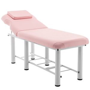 Table de massage et lit de salon professionnel avec appui-tête réglable et amovible, rangement inférieur et couche de mousse à mémoire de forme, blanc - Product Image 1