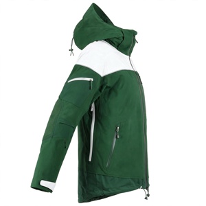 <b>Men's</b> Waterproof Fleece Ski <b>Jacket</b> Green <b>White</b> Autumn Sporty Style Stand Collar Zipper Closure Outdoor Wear Polyester Shell - Product Image 4