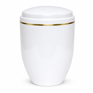 Urne funéraire en laiton blanc pour cendres humaines, avec accents dorés, pour adulte, souvenir commémoratif, récipient funéraire, couvercle sécurisé, fait main - Product Image 1