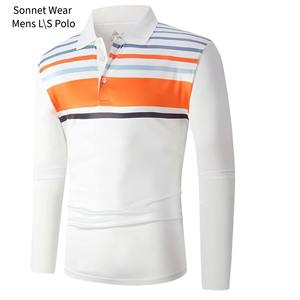 Chemises polo à manches longues imprimées pour hommes - Product Image 2