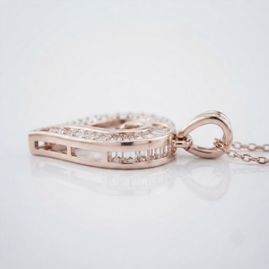 Pendentif en or rose 18 carats avec diamant de laboratoire certifié IGI, taille cœur, serti pavé, pour femme, style classique - Product Image 3