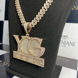 Collares con Colgante de Cierre Brillante con Moissanita VVS Certificada por IGI, Chapados en Oro, Diseño Único y Moderno, Estilo Hip - Product Image 5