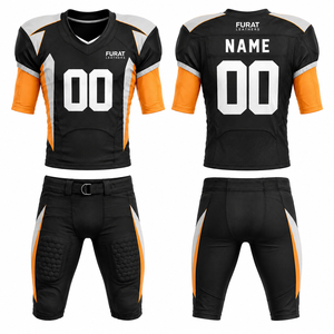 Ensemble de maillots de football américain Furat Leathers, noir et bleu, imprimé par transfert thermique, 00, évacuation de l'humidité, manches courtes, adulte, unisexe, 3D - Product Image 2