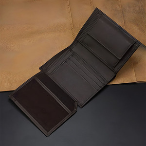 Wholesale Coffee Leather <b>Trifold</b> <b>Wallet</b> <b>Men</b> Casual Vertical Cardholder Classic Flap Billfold Soft Cash Sleeve ID Slot Man Pocket - Product Image 4