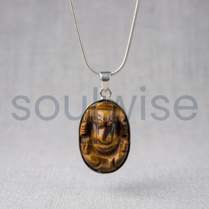 Pendentif unisexe en forme d'hexagone religieux Ganesha en œil de tigre - Product Image 2