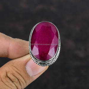 Bague en argent sterling 925 rubis pierre précieuse bague bohème bijoux en argent faits à la main bague beau cadeau pour elle - Product Image 1
