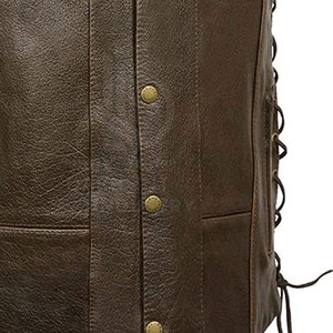 Rugged <b>Men</b> Genuine <b>Leather</b> <b>Vest</b> Winter Breathable Multi Pocket Waistcoat Durable OEM Service Outdoor Everyday Workwear Apparel - Product Image 6