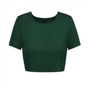 Women <b>Crop</b> <b>Top</b> 100% Cotton Solid Color Short Sleeve Crew Neck Casual T-Shirt Spring Summer Knitted Breathable Regular Fit - Product Image 5