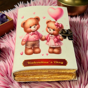 สมุดบันทึกหนังทำมือรูปหมีเท็ดดี้ พร้อมกุญแจล็อค ขอบหน้ากระดาษแบบโกธิค ของขวัญวันวาเลนไทน์ วันครบรอบ - Product Image 3