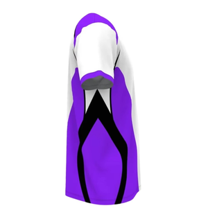 T-shirt pour homme à manches raglan, col rond, blanc et violet, coupe classique, séchage rapide, style sportif, design uni - Product Image 3