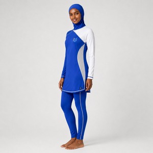 Ensemble de bikini modeste personnalisé à imprimé animalier pour femme, coupe haute, logo frontal, séchage rapide, écologique, 2 pièces, burkini, ensemble de bikini modeste - Product Image 3