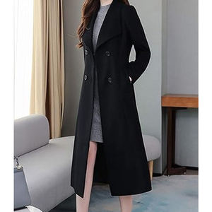 Manteau long bomber matelassé en laine pour femme, col montant, en cuir véritable, avec logo personnalisé, style universitaire, fabrication usine - Product Image 2