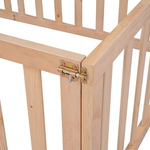 Letto a terra in legno naturale per bambini, misura Twin, con recinzione e porta (Vecchio SKU WF289661AAM) - Product Image 4