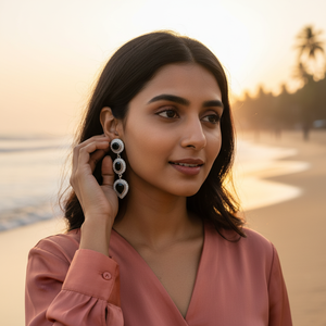 Magnifiques boucles d'oreilles pendantes en pierres précieuses noires faites à la main, bijoux en argent sterling 925 pour femmes et filles - Product Image 5