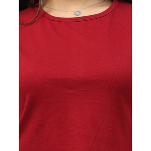 Women's <b>Red</b> <b>Cropped</b> T-Shirt Crew Neck Short Sleeve Solid Color Casual <b>Top</b> Spring Summer Style Slim Fit Knitted Cotton - Product Image 6