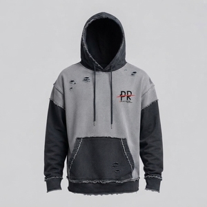 Sudadera con capucha para hombre, estilo desgastado, con tela suave, diseño moderno, ajuste cómodo, costuras duraderas y estilo urbano moderno para uso diario. - Product Image 3