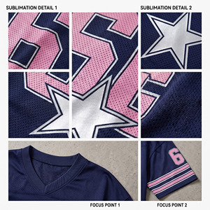 Camiseta de fútbol americano unisex de malla azul extragrande de primera elección con estampado gráfico personalizado, cuello en V, hombros caídos, estilo Y2K, camisa urbana sólida - Product Image 3