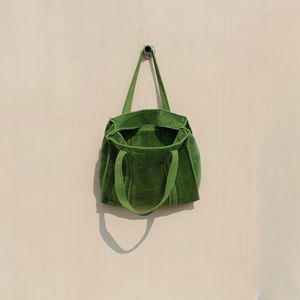 Bolso Tote de Terciopelo de Algodón Verde Premium para Mujer, Acolchado, Gran Capacidad, Doble Asa, Cierre de Cremallera, Bolso de Hombro para Viaje - Product Image 3