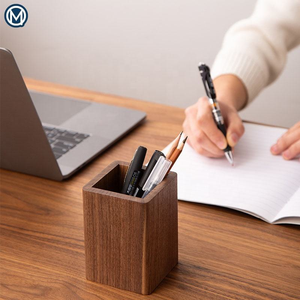 Portalápices de madera de nogal cuadrado de alta calidad, personalizado con logotipo, regalo empresarial de lujo para oficina, artesanía natural. - Product Image 3