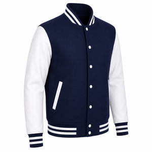 Veste universitaire classique pour homme à imprimé sur le devant, fermeture à boutons-pression, poches, style décontracté, tenue d'équipe universitaire - Product Image 3
