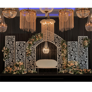 Cadres découpés au laser blancs et glamour pour mariage, cadres découpés au laser pour la décoration de scène de mariage, cadres de fond blancs découpés au laser, décoration Canada - Product Image 1