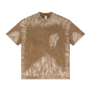 เสื้อยืดวินเทจสไตล์ย้อมสีแบบแอซิดวอชสำหรับผู้ชาย OEM ODM รับทำโลโก้ตามสั่ง เนื้อผ้าหนา 100% คอตตอน ทรงโอเวอร์ไซส์ เสื้อยืดสตรีทแวร์ผู้ชาย - Product Image 1