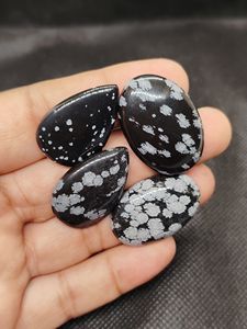 Cabujón de Obsidiana Natural en Forma de Copo de Nieve, 100% Genuino, Piedras Preciosas Blancas y Negras para Joyería, ¡Compre Ahora! - Product Image 5