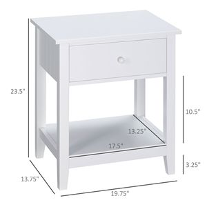 Tavolino Laterale Moderno a 2 Ripiani Bianco con Cassetto e Ripiano Portaoggetti, Tavolino Contemporaneo per Arredamento Soggiorno - Product Image 3