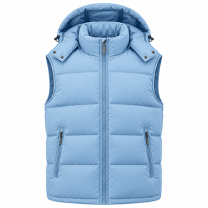 Sleeveless Quick Dry Breathable Zipper Slim Fit Men's Winter Jacket Blue Color Stand Collar Side <b>Pockets</b> Body <b>Warmer</b> - Product Image 6