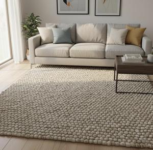 Alfombra Abstracta de Lana Hecha a Mano, Ecológica, Apta para Mascotas, Moderna, Minimalista, para Sala de Estar, Alfombra de Lana Gruesa y Suave con Bucles - Product Image 4