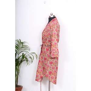 Nuevo Vestido Ecológico Lavable y Transpirable con Botones, Volantes, Estampado Floral, Tejido de Punto de Algodón, Largo hasta la Rodilla, Cuello Camisero, Manga 3/4 - Product Image 5