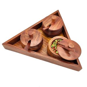 <b>Wooden</b> Spice Jar Set With Carved Lid Traditional Kitchen Storage Container 8 <b>Piece</b> - Product Image 4