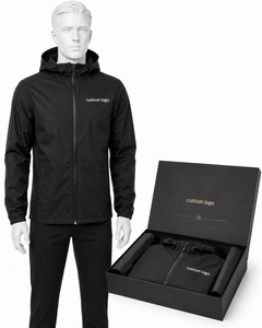 Chaqueta de lluvia personalizada para hombre, cortavientos, con capucha, cierre completo, con tela premium para trabajo, viajes y uso casual. - Product Image 5