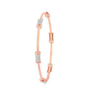 Interlocking Round Loop Diamond Accent <b>Bangle</b> <b>Bracelet</b> - Product Image 2
