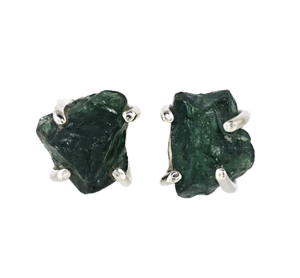 Pendientes de Plata de Ley 925 con Apatita Verde Cruda Mystic Glow, Joyería Hecha a Mano, Pendientes de Piedras Preciosas en Bruto, Estilo Boho para Uso Diario - Product Image 2