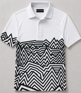 เสื้อกอล์ฟผู้ชายแบบสวมใส่สบาย พิมพ์ลายดิจิตอลด้านหน้า พร้อมโลโก้ OEM ตามสั่ง แห้งเร็ว - Product Image 2