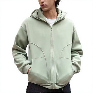 Custom Logo 100% Cotton Embroidered Breathable Oversized Men's Hoodie Wholesale Full Zipper <b>Ski</b> Mask Design Blank Shoulder - Product Image 4